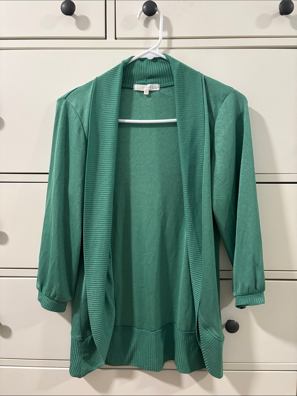 groove Green Open-Front Knit Cardigan